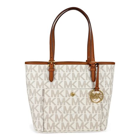 michael kors jet set medium snap pocket tote valy satchel vanilla|Jet Set Medium Tote Bag .